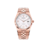 Rolex Land-Dweller 36 M127235-0001 Everose Gold White Lacquer Dial Roman Numerals Jubilee Bracelet
