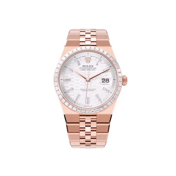 Rolex Land-Dweller 36 M127285TBR-0002 Everose Gold Diamond Bezel Diamond Paved Dial President Bracelet