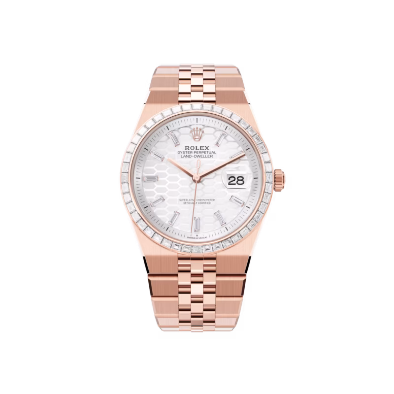 Rolex Land-Dweller 36 M127285TBR-0002 Everose Gold Diamond Bezel Diamond Paved Dial President Bracelet