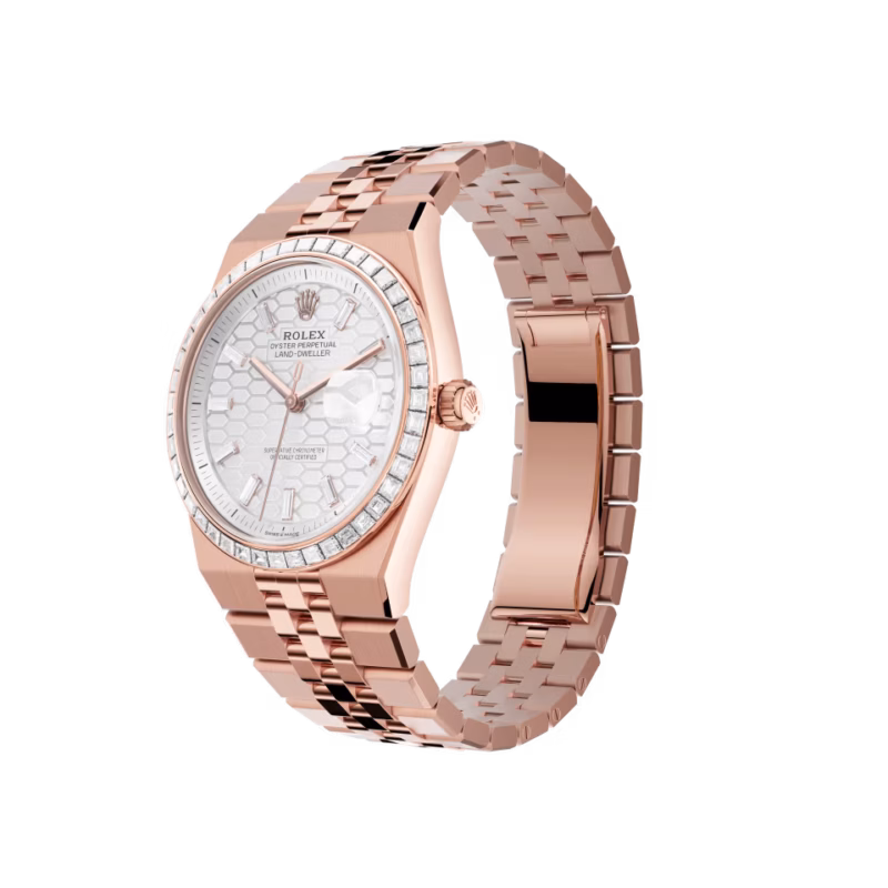 Rolex Land-Dweller 36 M127285TBR-0002 Everose Gold Diamond Bezel Diamond Paved Dial President Bracelet - Image 2
